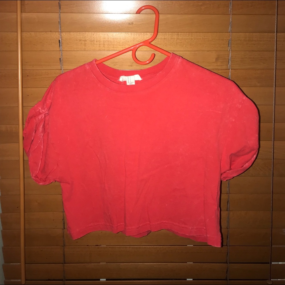 Red Acid Wash-like Crop Top - Forever 21